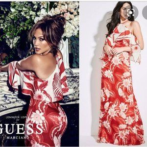Jenifer Lopez for Marciano red floral maxi dress Size 2